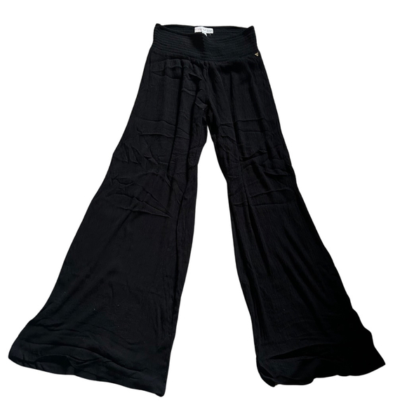 Guess Pants - Guess Los Angeles Smocked Waist Wide Leg Rayon Pants Black Size XS Rave Witchy